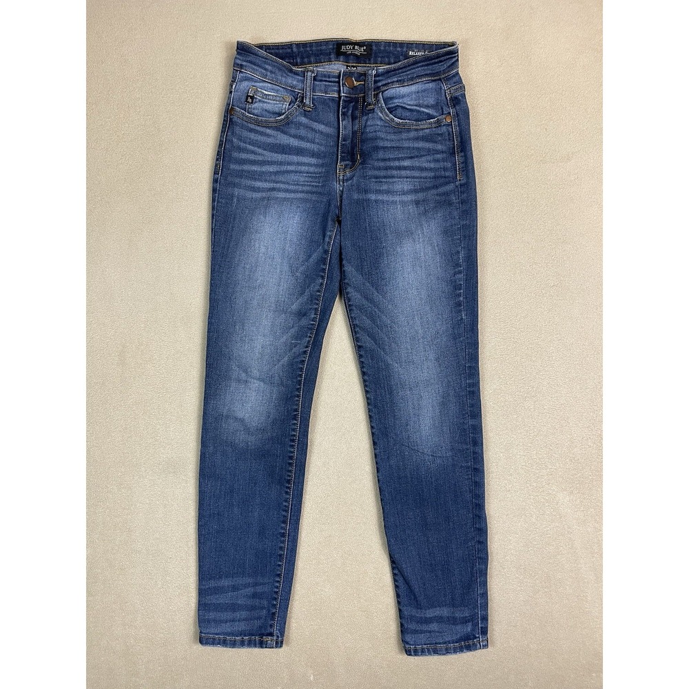 Judy Blue Relaxed Fit Jeans Women 3/26 Blue Denim JB82102DK Stretch Dark Wash